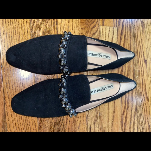 Karl Lagerfeld Loafers Size 7 Black Suede Great Condition Pointed Toe - Picture 3 of 4